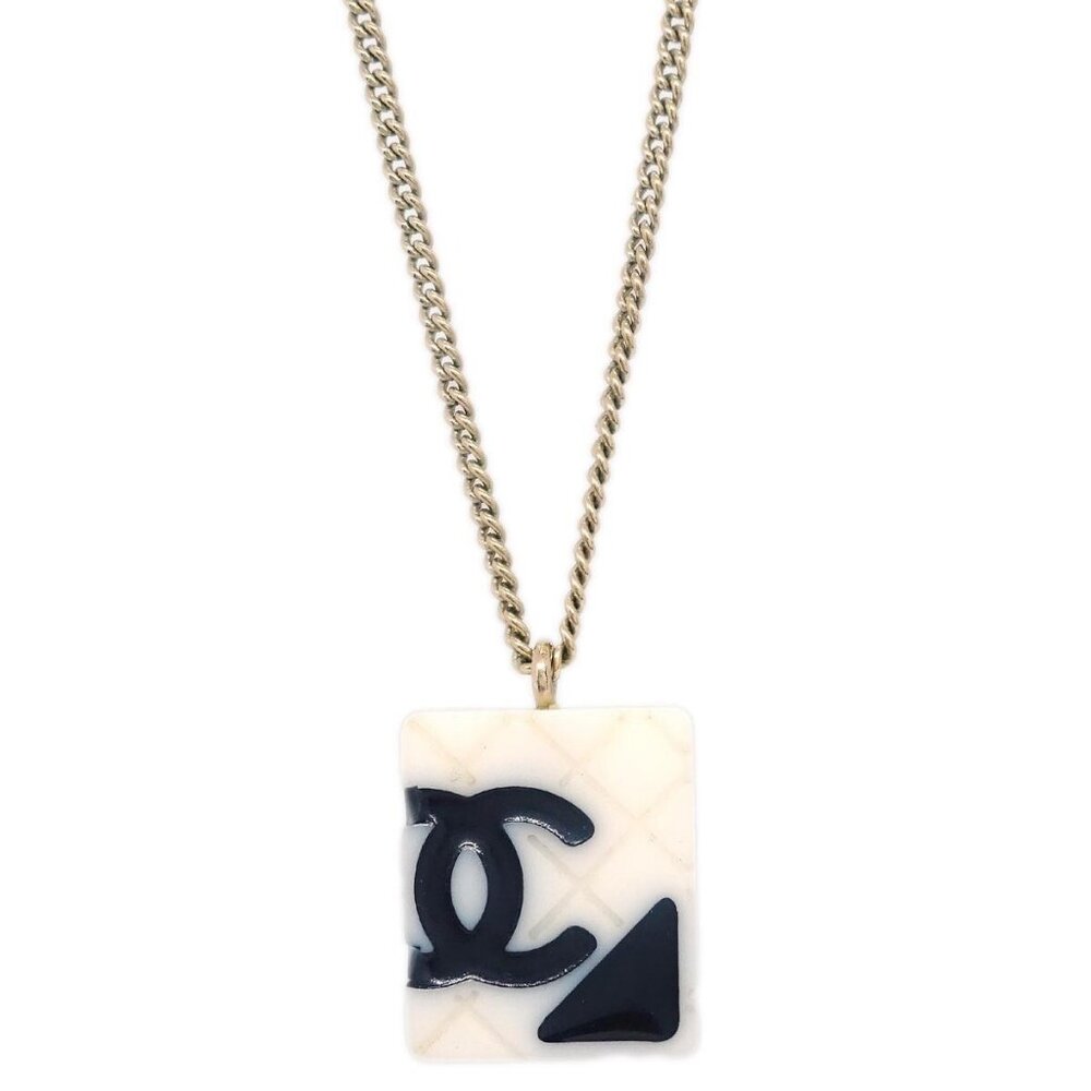 Chanel Cambon Ligne Chain Necklace Pendant Gold White 05C 185872